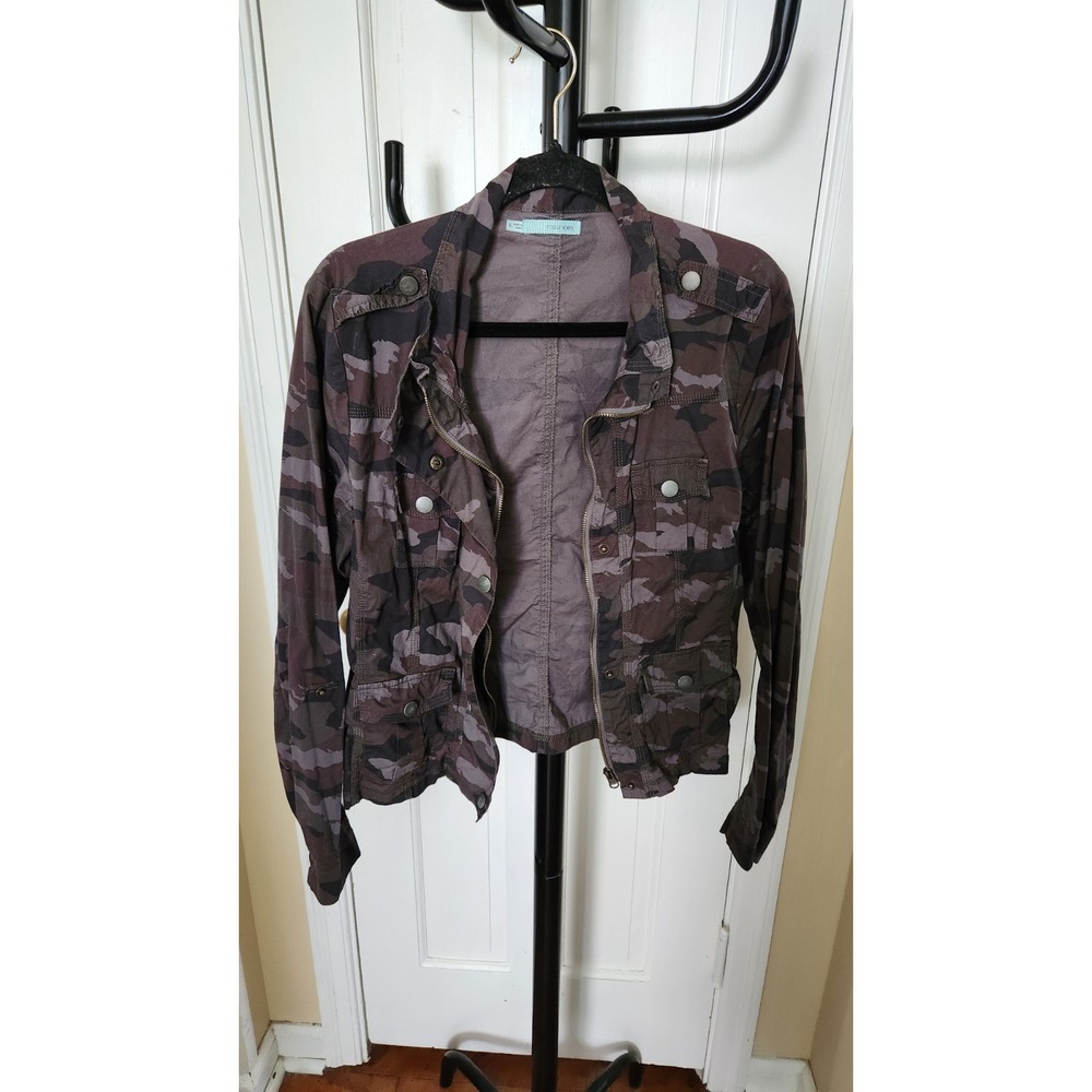 Maurices  XL Green Camo Snap/Zip Shirt Field  Jacket Top Pockets